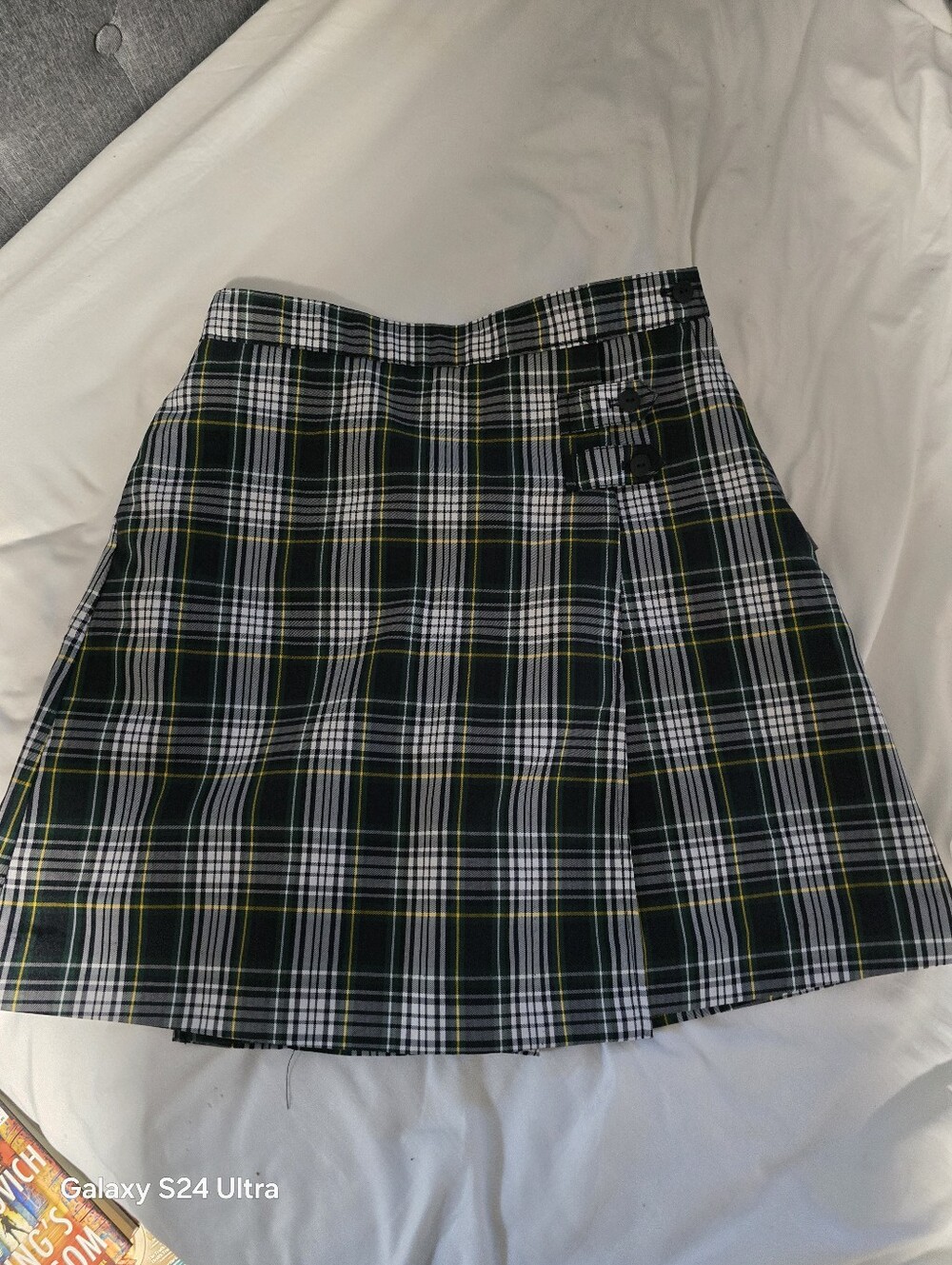 Dennis School Uniform Girls Plaid A Line Tab Skort Top of Knee * Sz 14